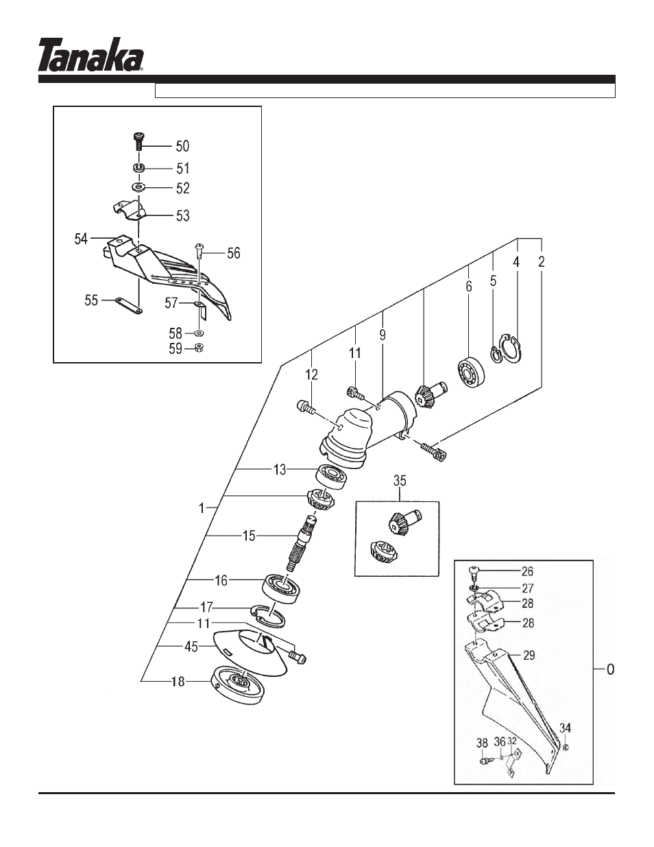 Gear case & safety guard, Tbc-230, Parts information | Tanaka TBC-230 User Manual | Page 12 / 19