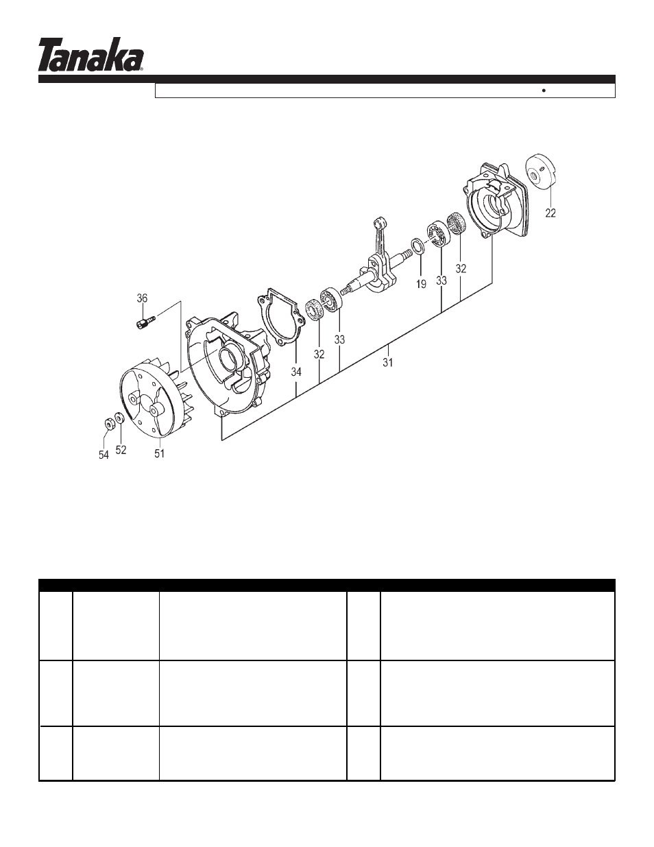 Crankcase, flywheel, pulley, Tbc-230, Parts information | Tanaka TBC-230 User Manual | Page 3 / 19