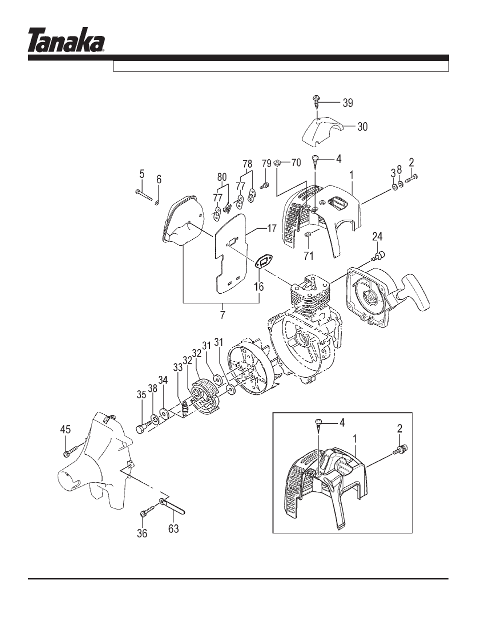 Clutch, muffler, & engine cover, Tbc-230, Parts information | Tanaka TBC-230 User Manual | Page 5 / 19