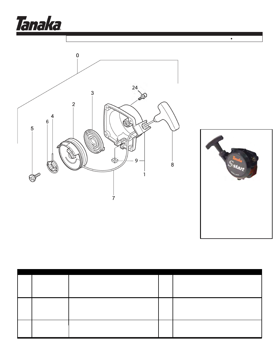 Starter, Tbc-230, Parts information | Tanaka TBC-230 User Manual | Page 7 / 19