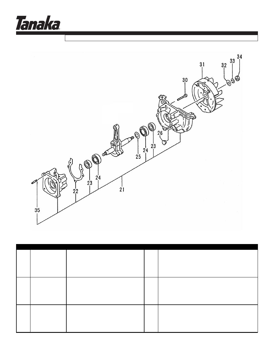 Crankcase & flywheel, Tht-210s, Parts information | Tanaka THT-210S User Manual | Page 3 / 12