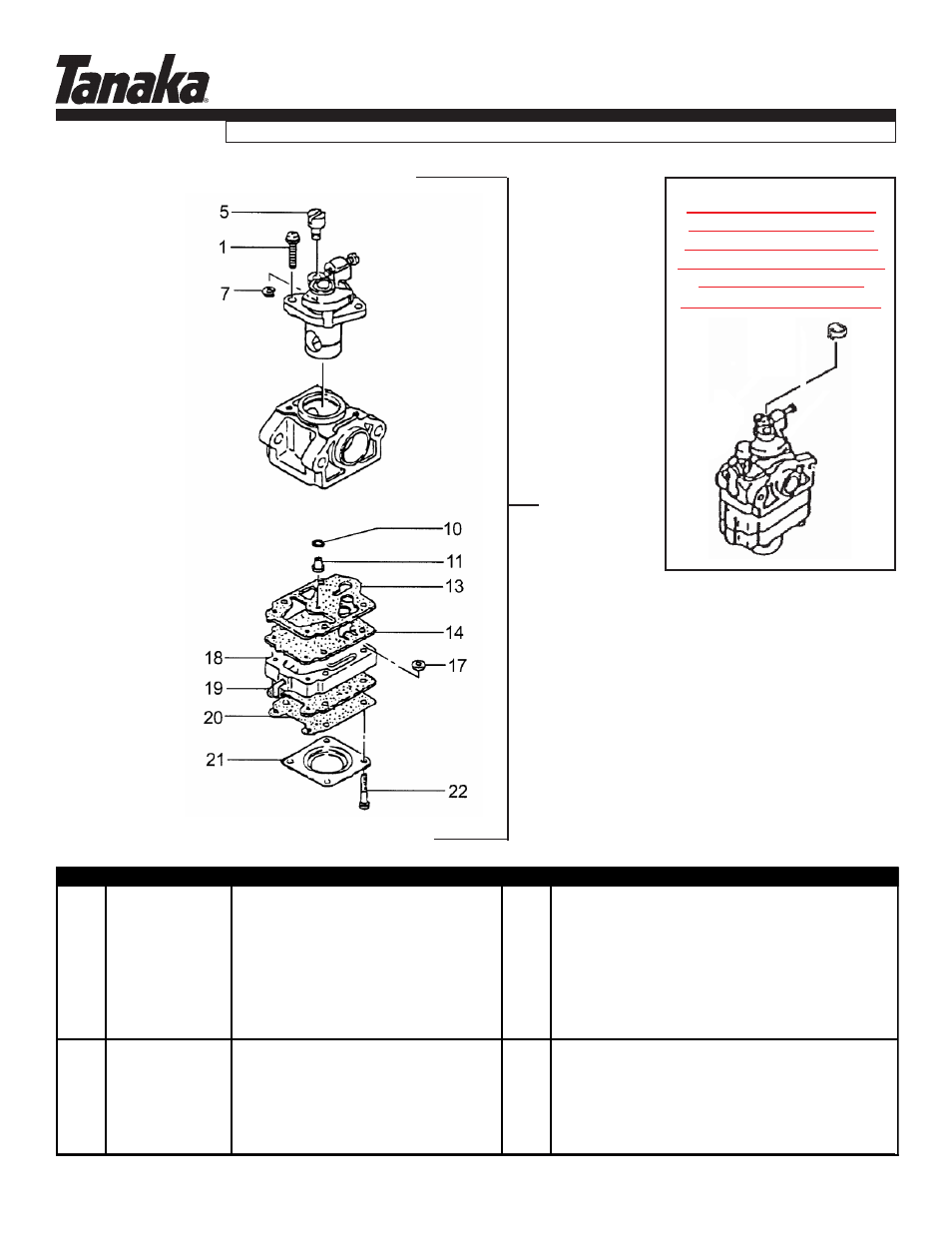 Carburetor, Tht-210s, Parts information | Tanaka THT-210S User Manual | Page 7 / 12