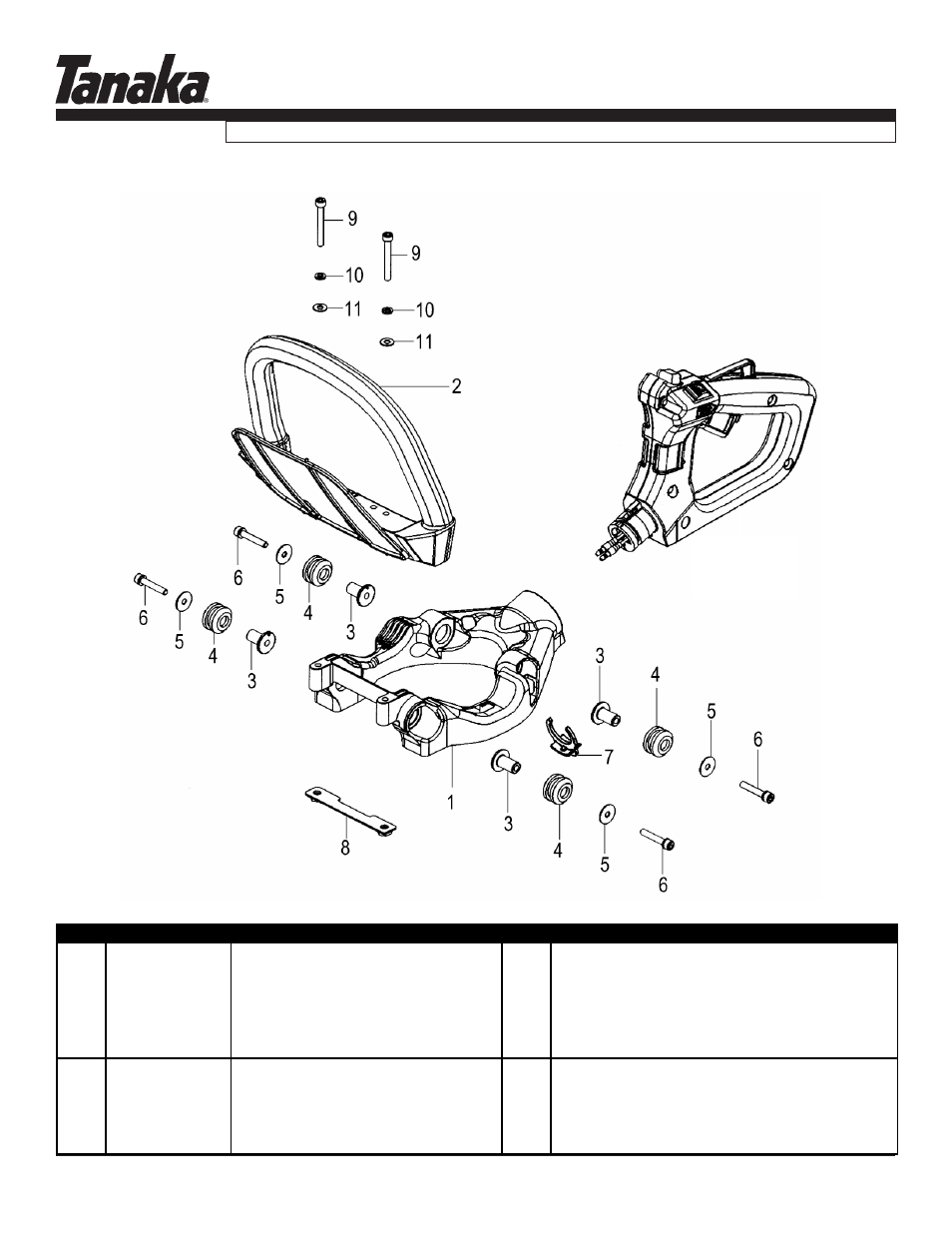 Front handle, Tht-210s, Parts information | Tanaka THT-210S User Manual | Page 8 / 12