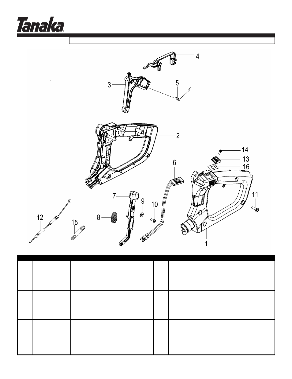 Rear handle, Tht-210s, Parts information | Tanaka THT-210S User Manual | Page 9 / 12