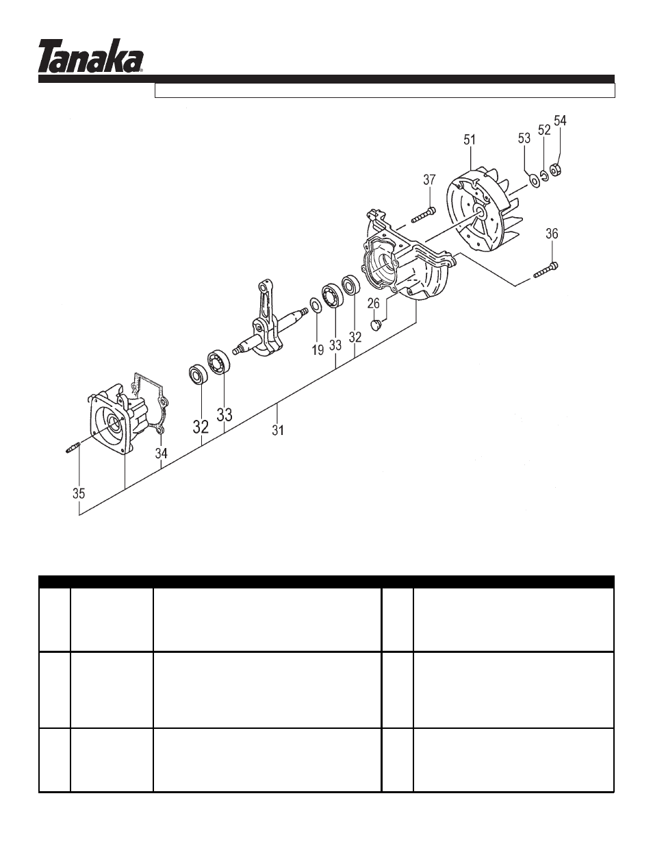 Flywheel & crankcase, Htd-2522pf, Parts information | Page 2 | Tanaka HTD-2522PF User Manual | Page 3 / 13