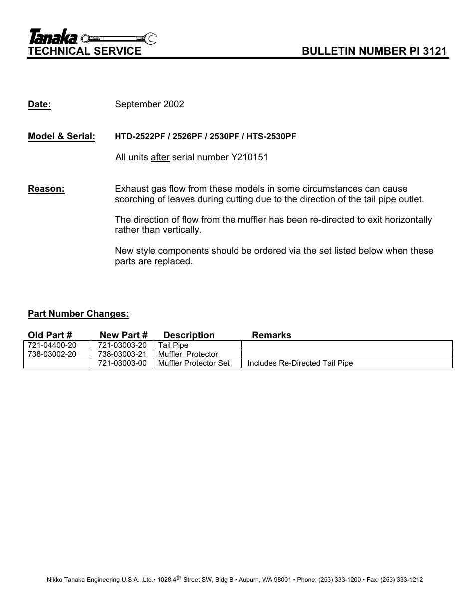 Service update pi-3121 | Tanaka HTS-2530PF User Manual | Page 16 / 17
