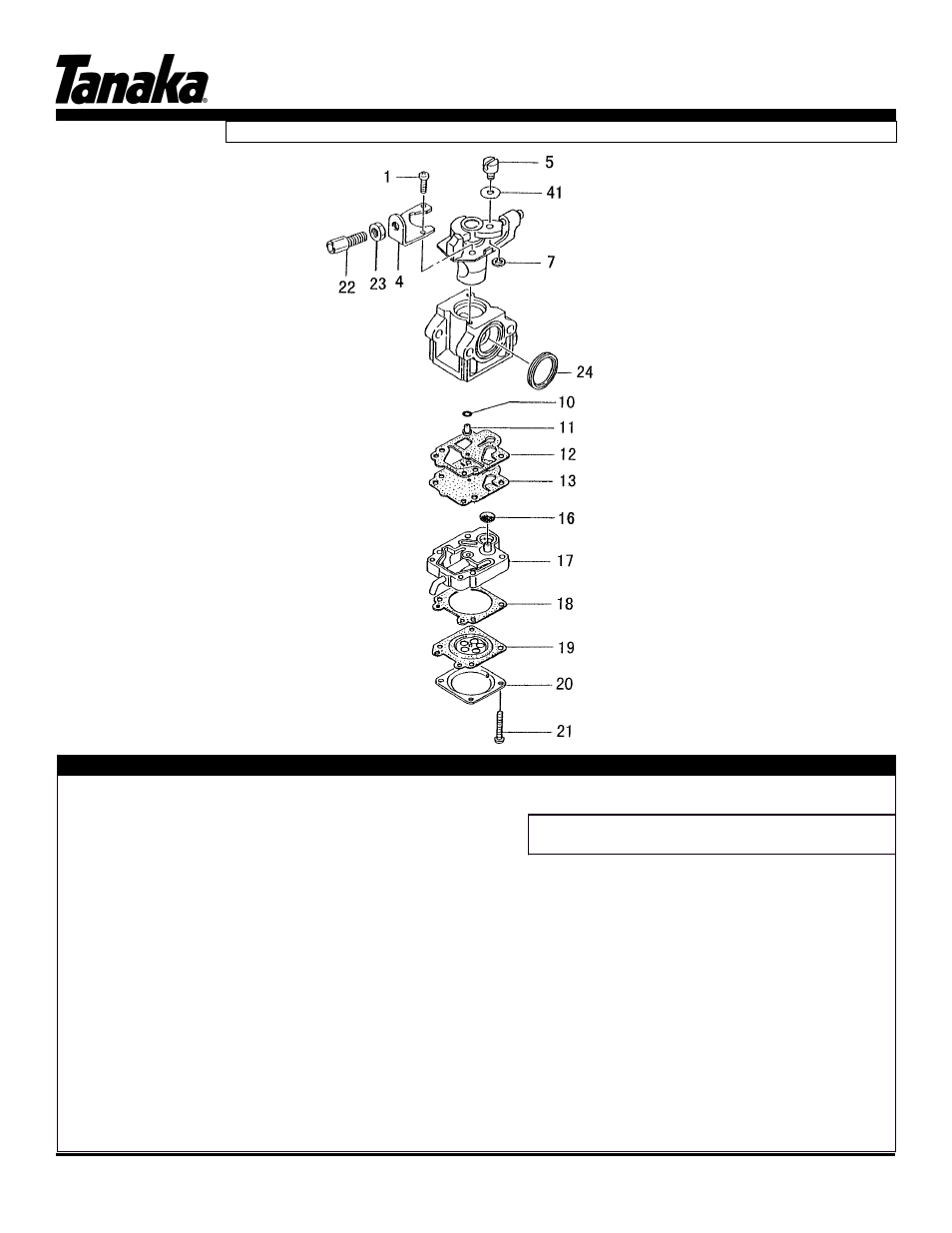 Carburetor, Tbc-300sdh, Parts information | Tanaka TBC-300SDH User Manual | Page 9 / 17