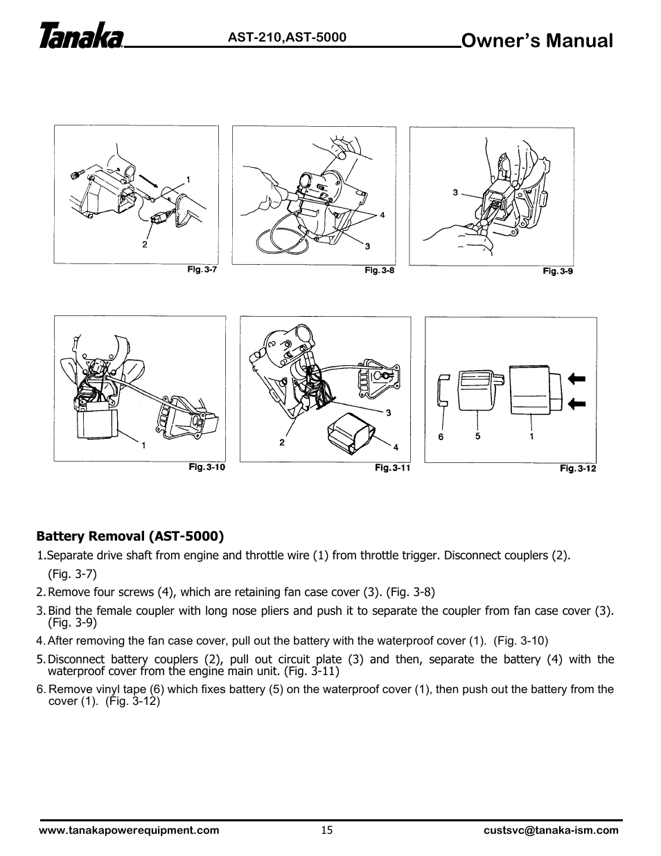 Owner’s manual | Tanaka AST-210 User Manual | Page 16 / 21