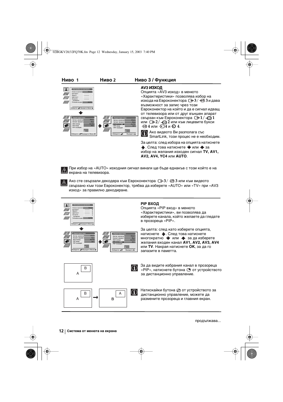 Ниво, Ниво 3 / функция | Sony KV-32FQ70K User Manual | Page 36 / 146
