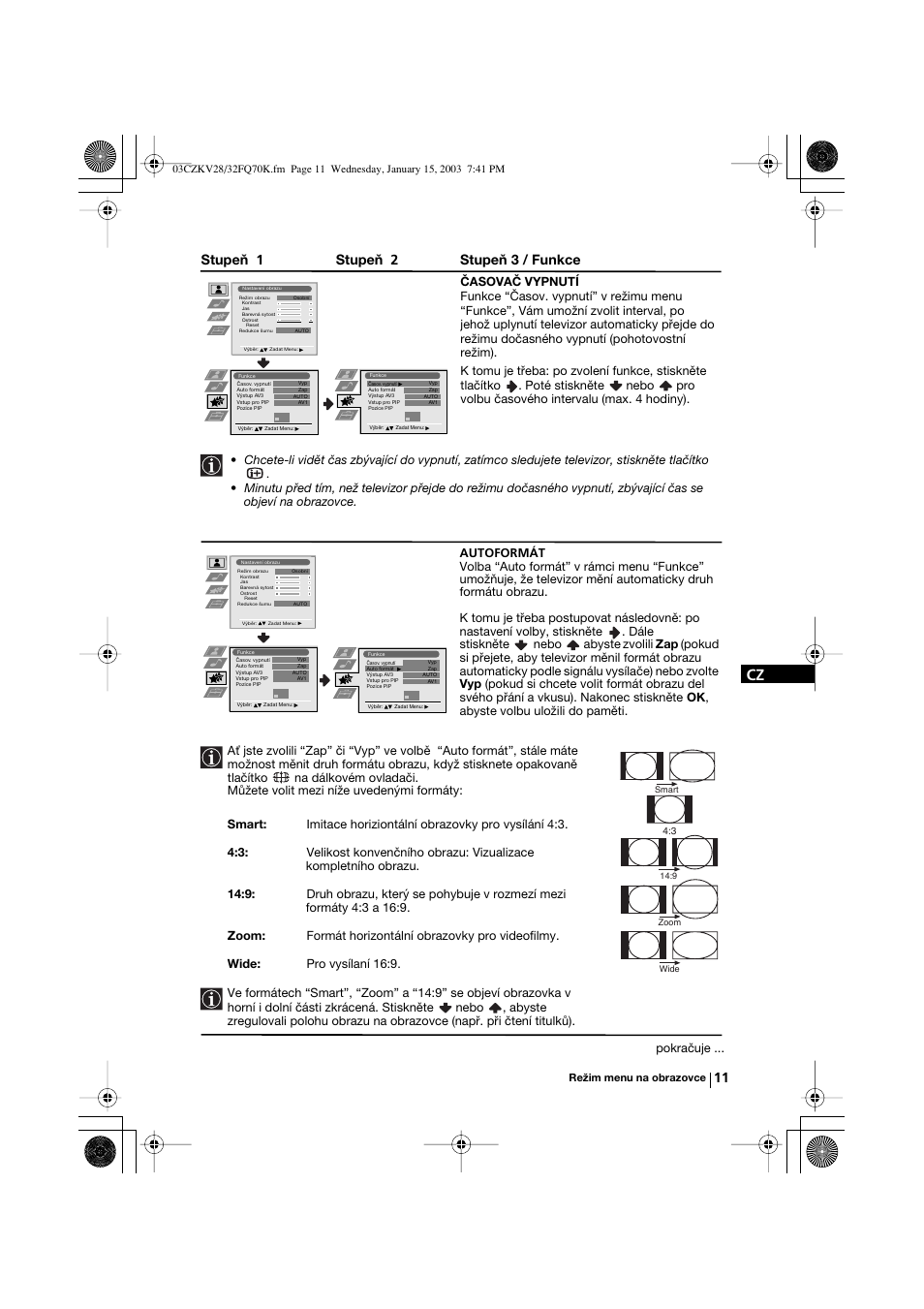 Stupeň 1 stupeň 2 stupeň 3 / funkce | Sony KV-32FQ70K User Manual | Page 59 / 146