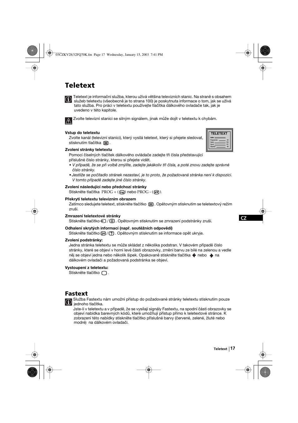 Teletext, Fastext | Sony KV-32FQ70K User Manual | Page 65 / 146