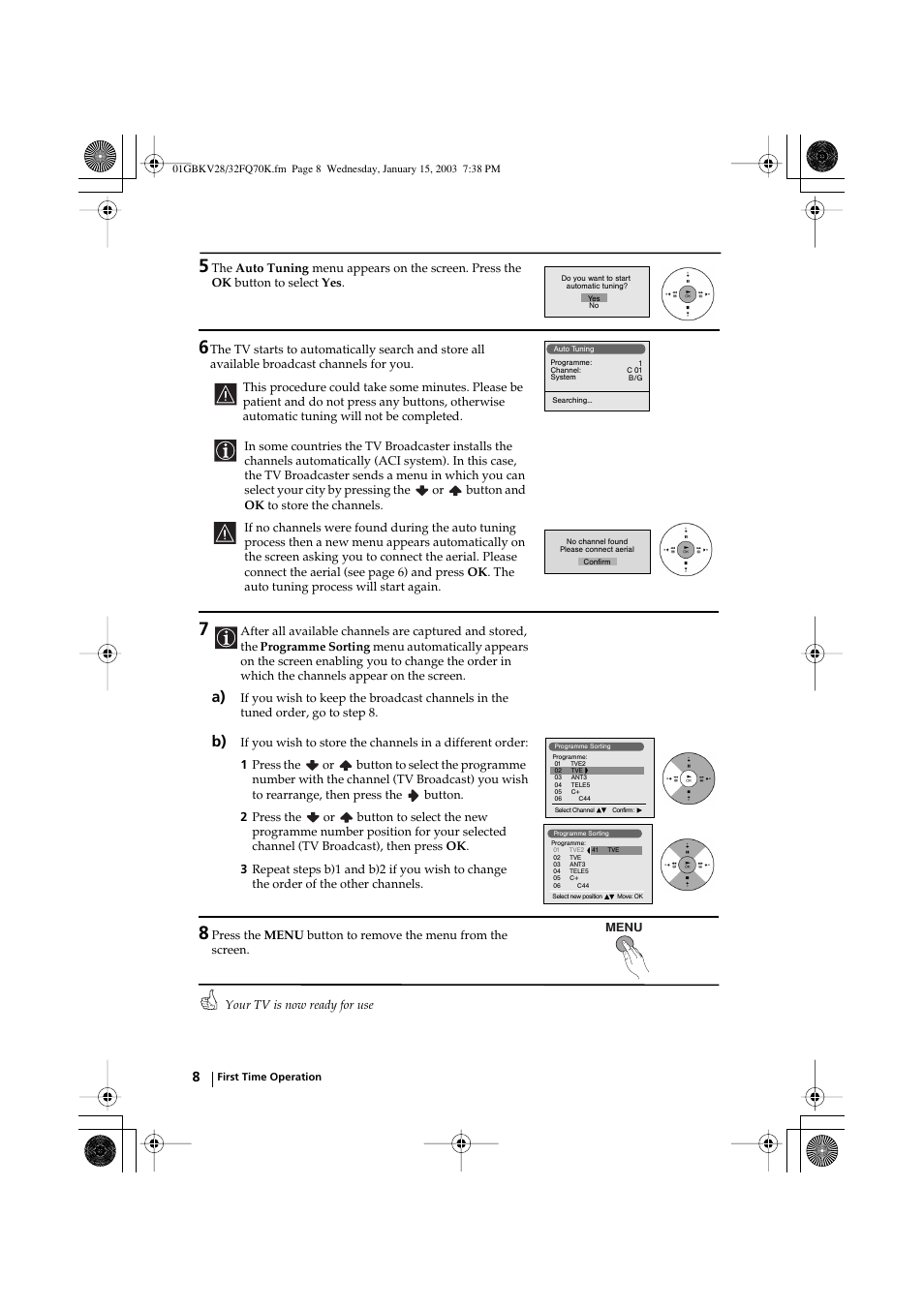 Sony KV-32FQ70K User Manual | Page 8 / 146