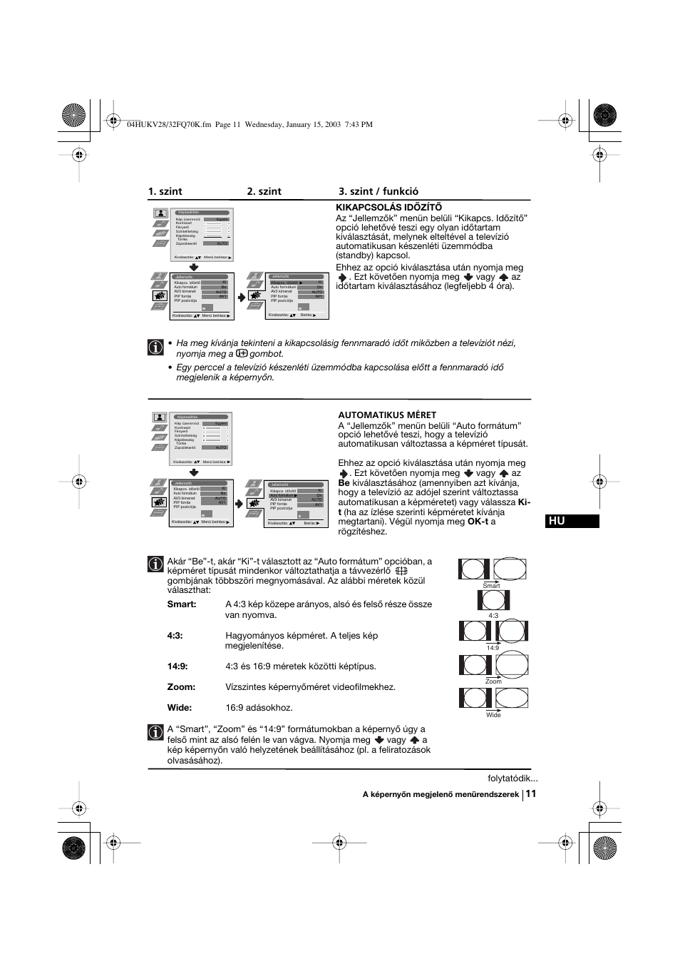Szint 2. szint 3. szint / funkció | Sony KV-32FQ70K User Manual | Page 83 / 146