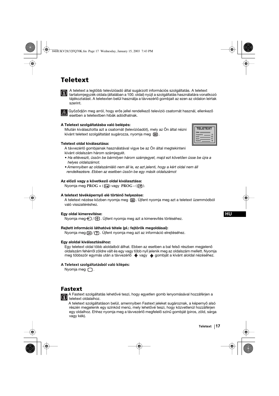 Teletext, Fastext | Sony KV-32FQ70K User Manual | Page 89 / 146