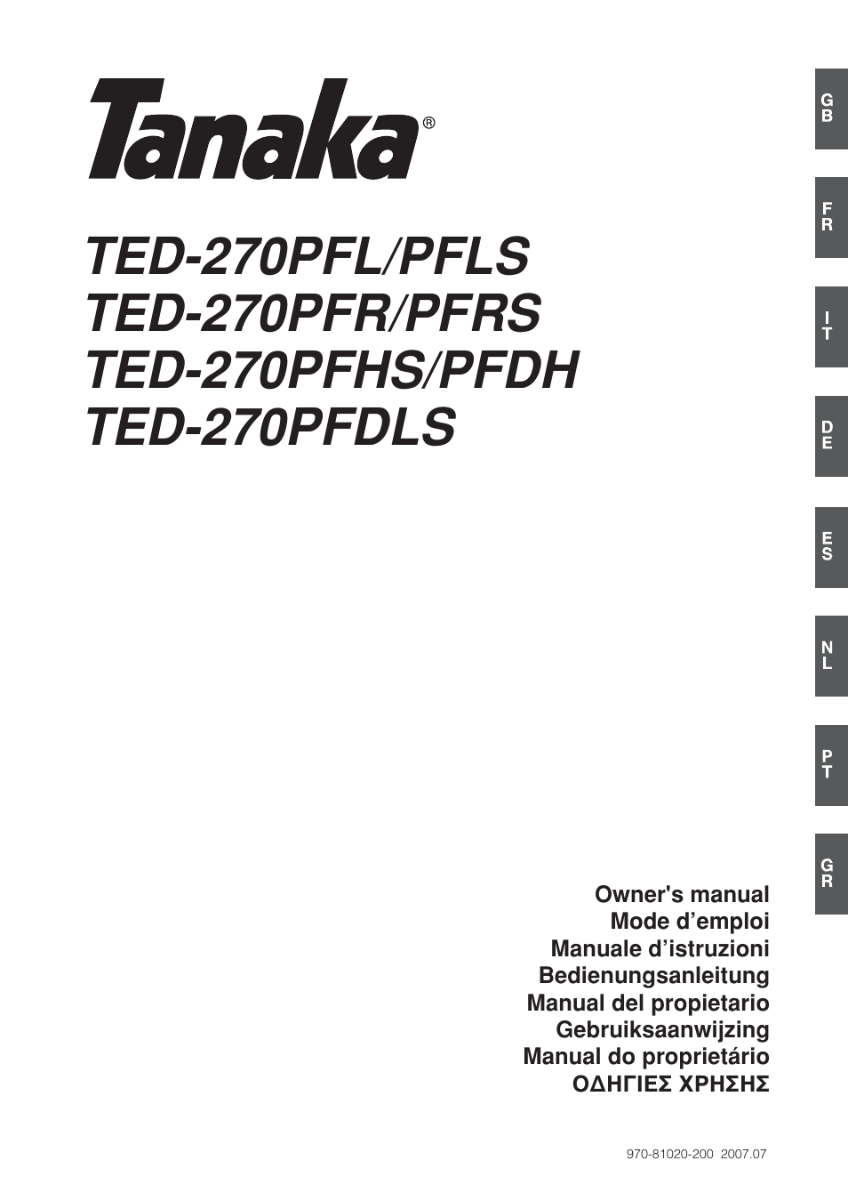 Tanaka TED-270PFL User Manual | 114 pages