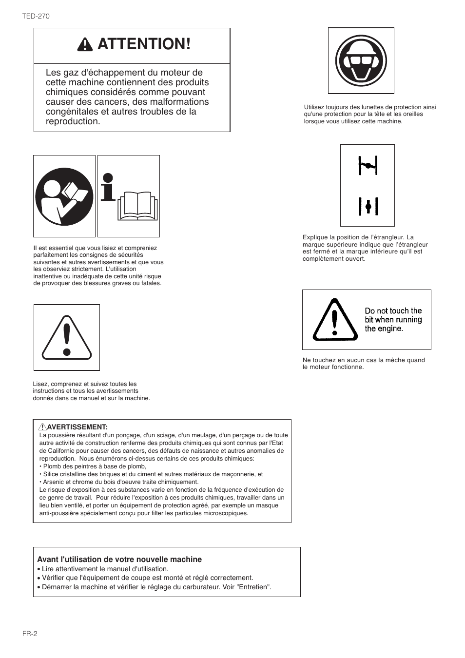 Attention | Tanaka TED-270PFL User Manual | Page 17 / 114