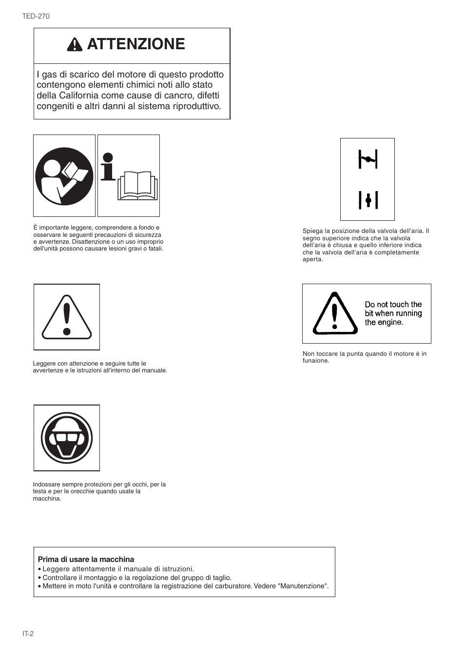 Attenzione | Tanaka TED-270PFL User Manual | Page 31 / 114