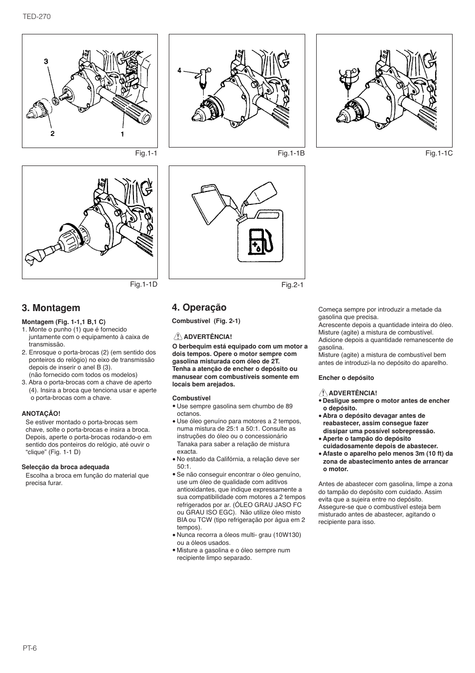 Montagem 4. operação | Tanaka TED-270PFL User Manual | Page 91 / 114