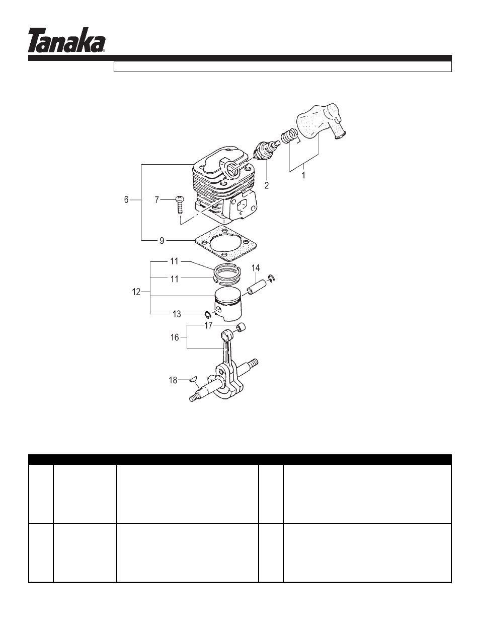 Engine, Tps-2510, Parts information | Tanaka TPS-2510 User Manual | Page 2 / 18