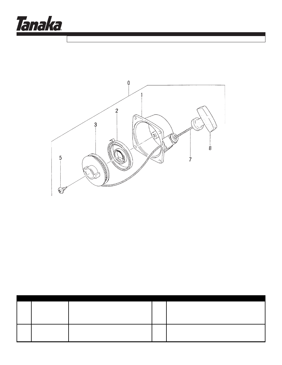 Recoil starter, Tps-2510, Parts information | Tanaka TPS-2510 User Manual | Page 8 / 18