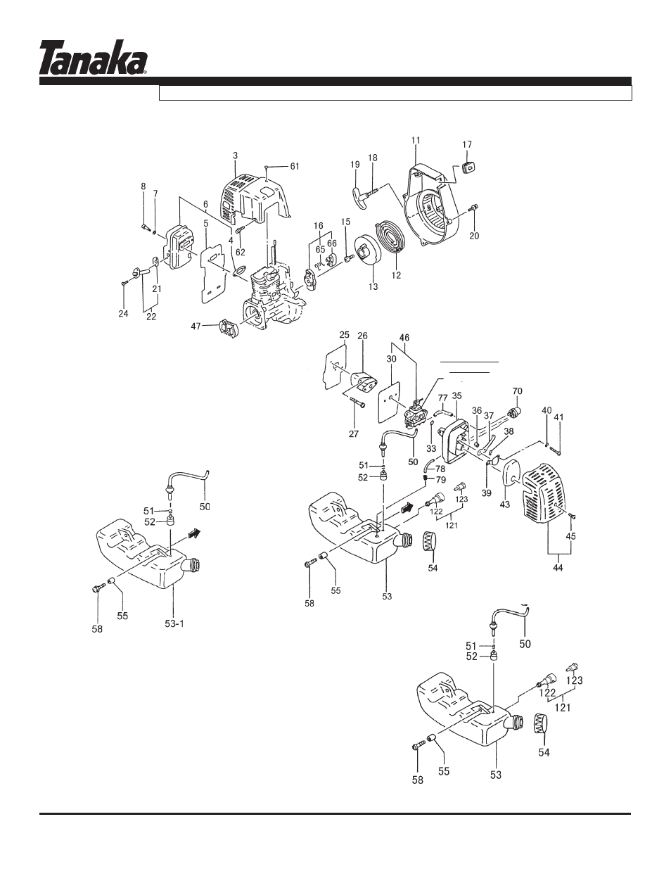 Fuel system, muffler & starter, Tht-2520, Parts information | Tanaka THT-2520 User Manual | Page 4 / 16