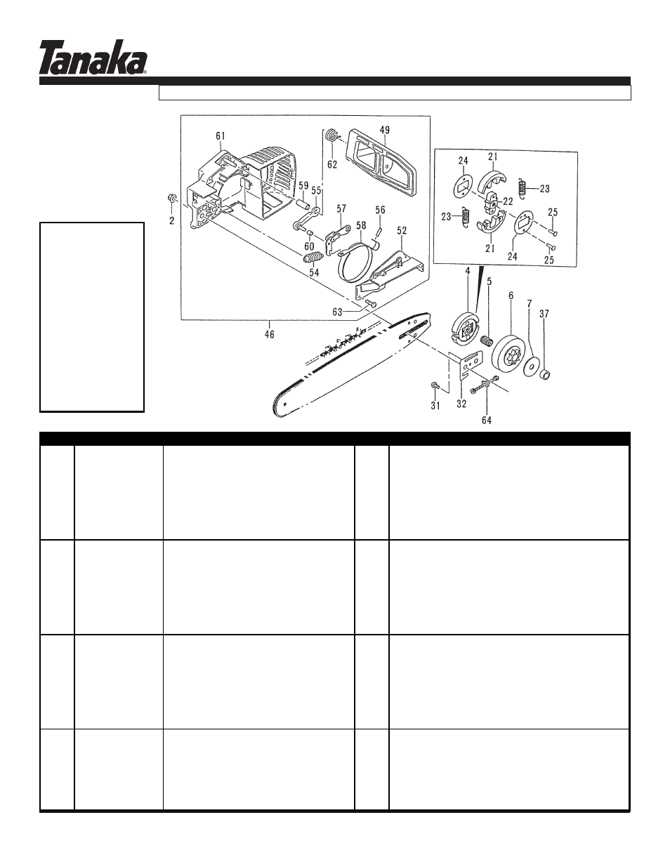 Ecs-3351, Parts information | Tanaka ECS-3351/B User Manual | Page 16 / 18