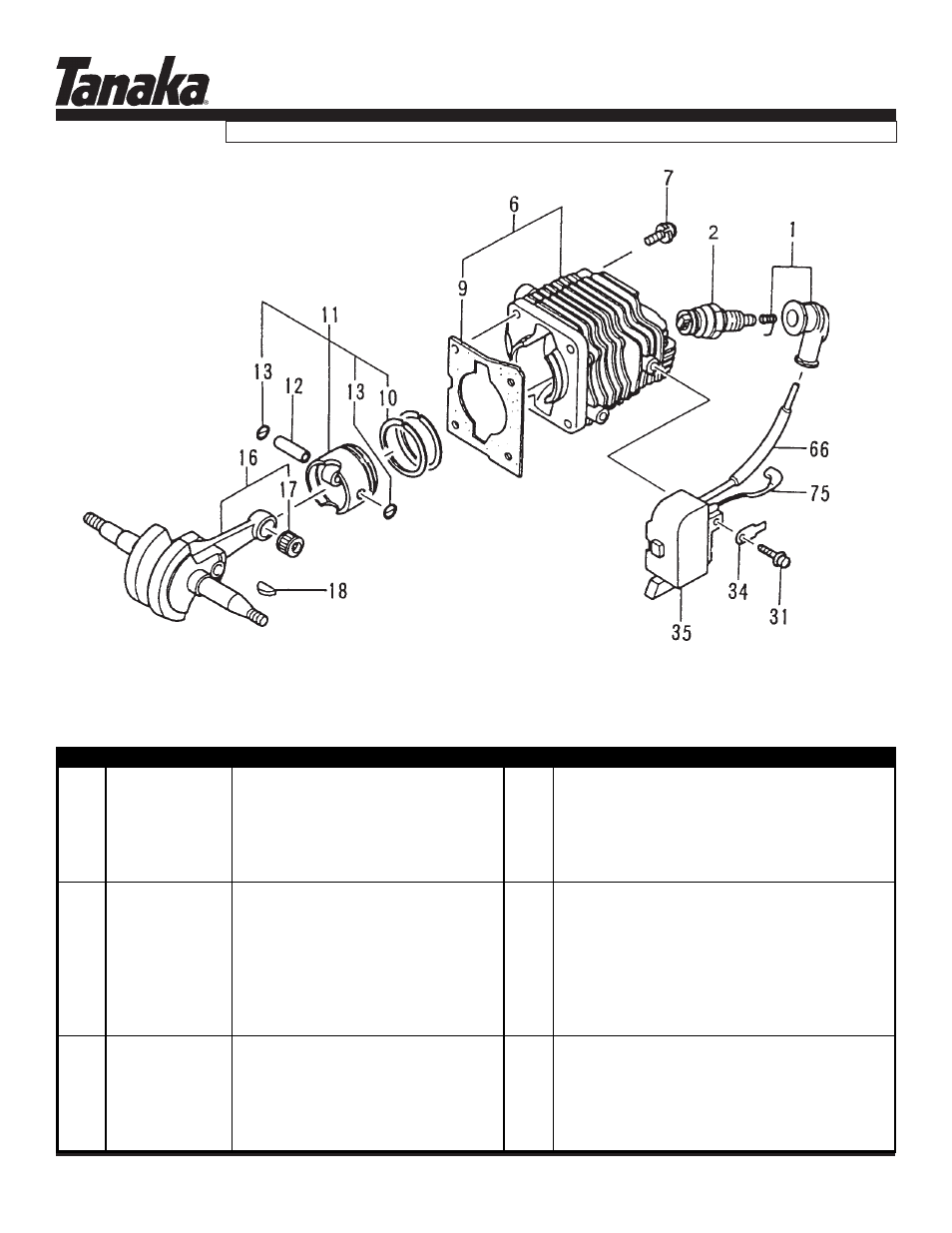 Ecs-3351, Parts information | Tanaka ECS-3351/B User Manual | Page 2 / 18