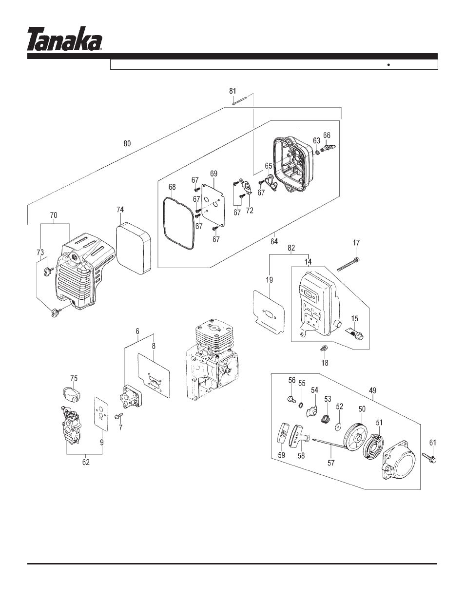 Carburetor, starter & muffler, Tbl-7800, Parts information | Tanaka TBL-7800/R User Manual | Page 4 / 11