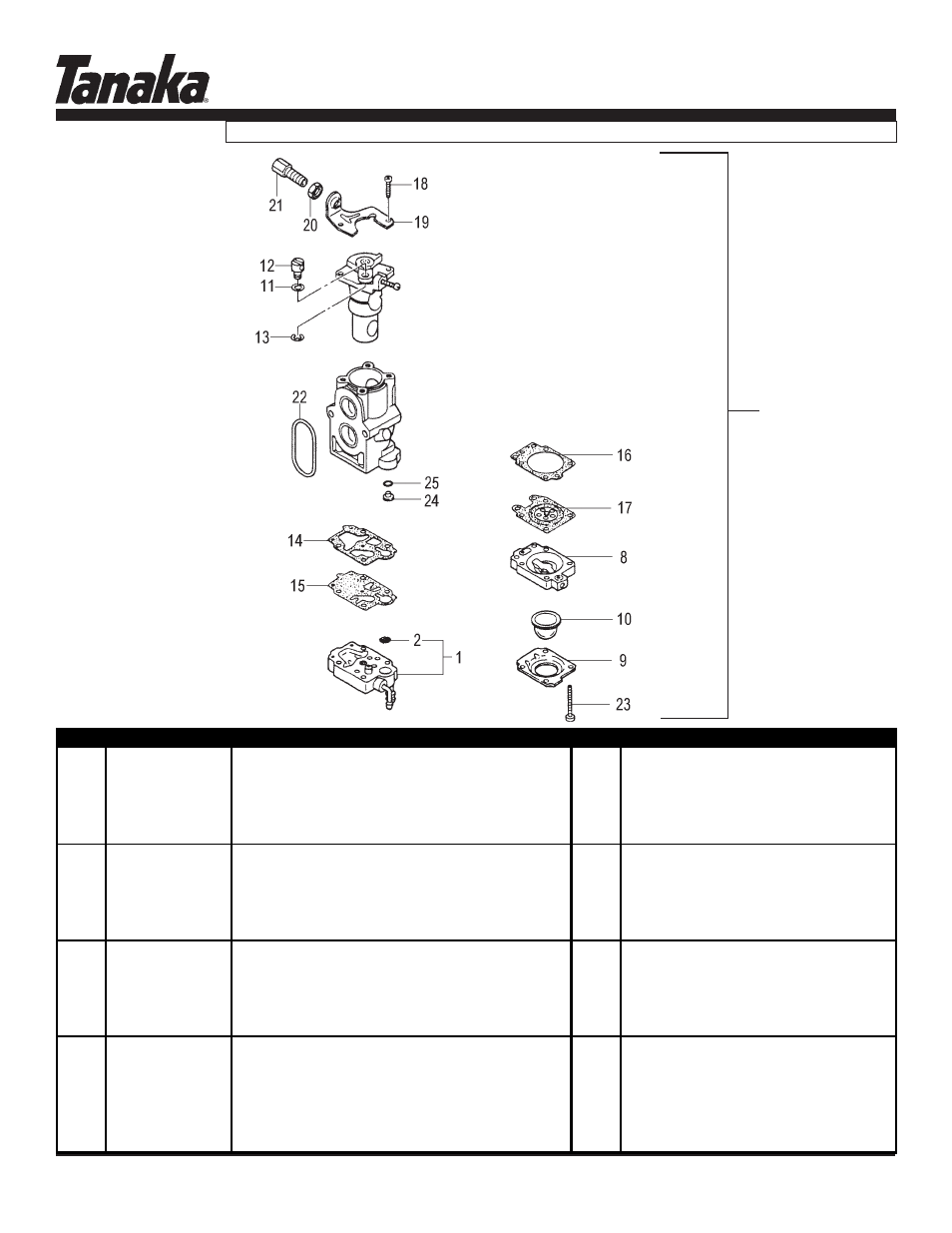 Carburetor, Tbl-7800, Parts information | Tanaka TBL-7800/R User Manual | Page 6 / 11