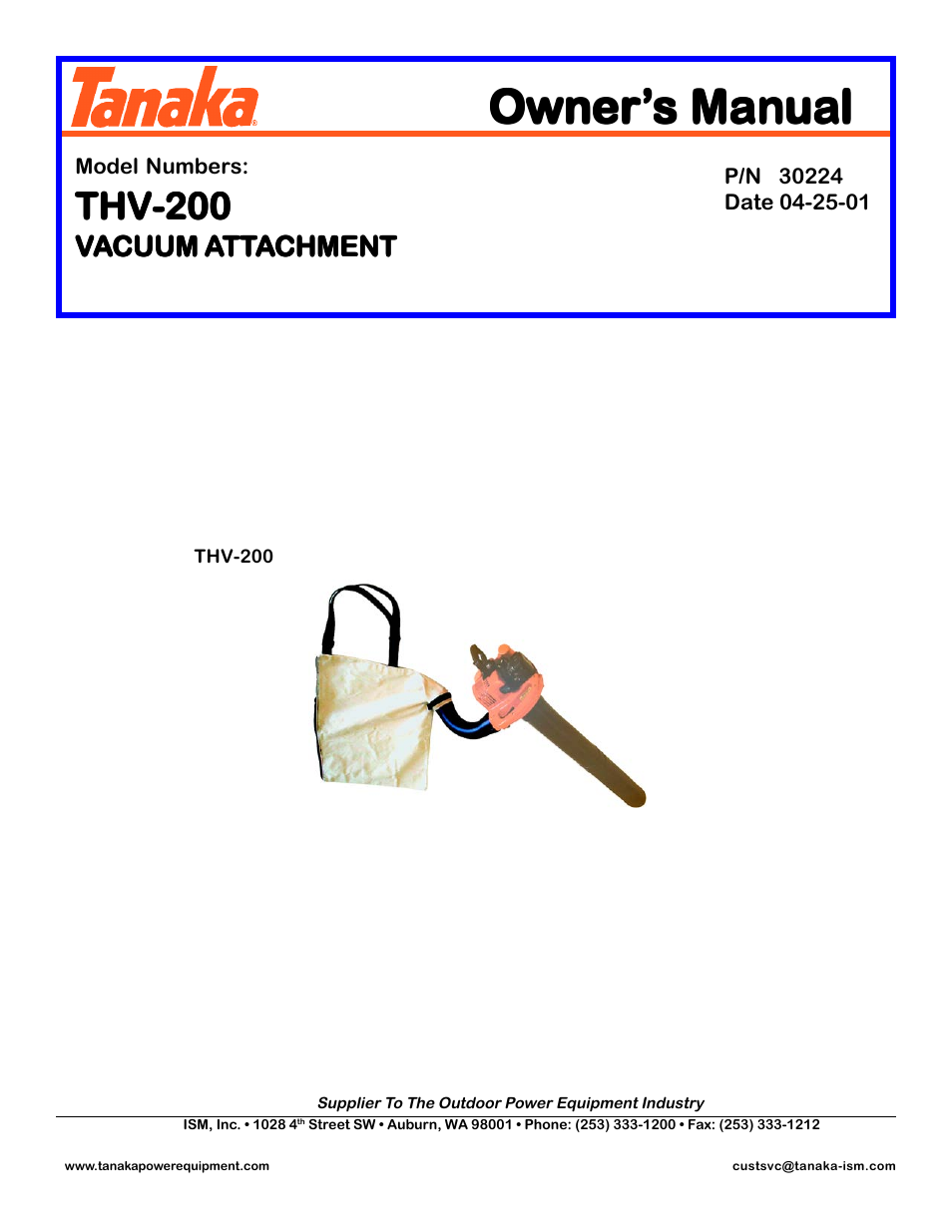 Tanaka THV-200 User Manual | 4 pages