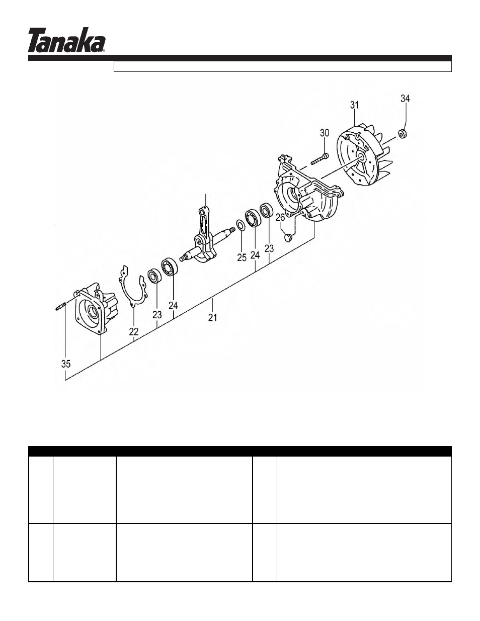 Crankcase & flywheel, Tht-2000, Parts information | See figure 1 | Tanaka THT-2000 User Manual | Page 3 / 12