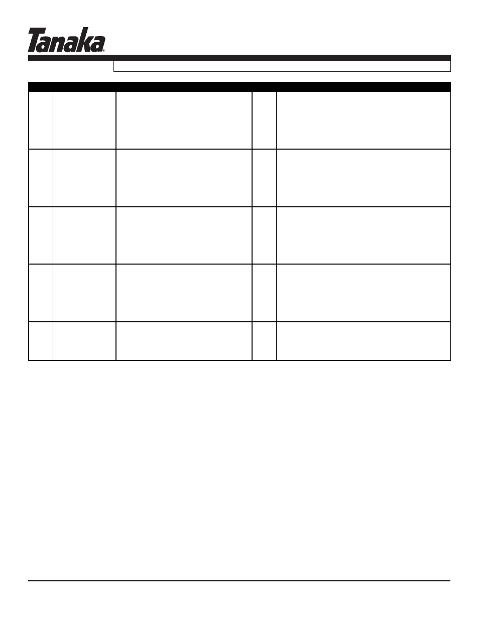 Part numbers, Tht-2000, Parts information | Tanaka THT-2000 User Manual | Page 5 / 12