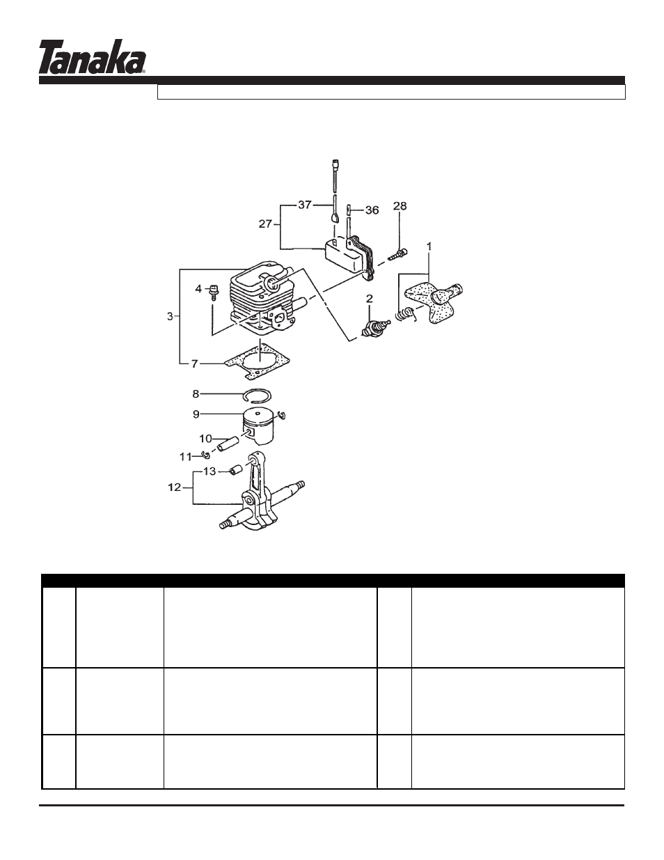 Cylinder,piston,crankshaft,ignition, Tht-2120, Parts information | Tanaka THT-2120 User Manual | Page 2 / 16