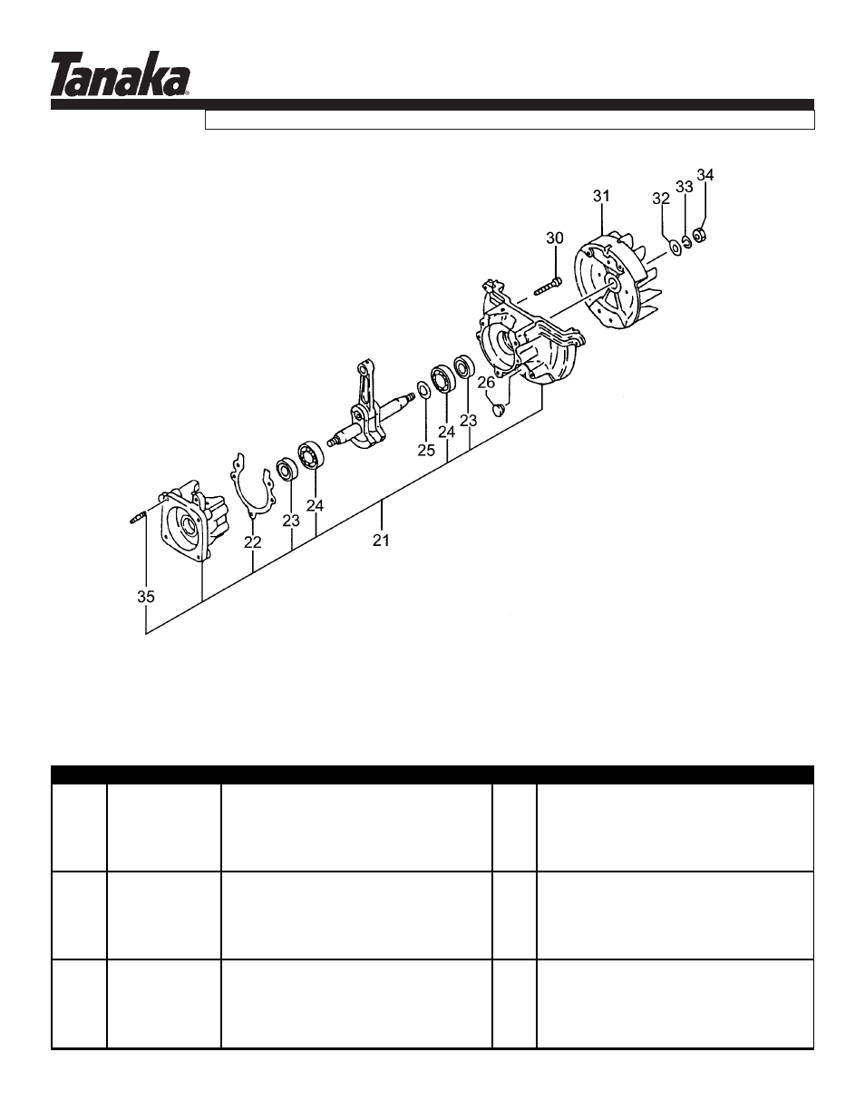 Crankcase,flywheel, Tht-2120, Parts information | Tanaka THT-2120 User Manual | Page 3 / 16