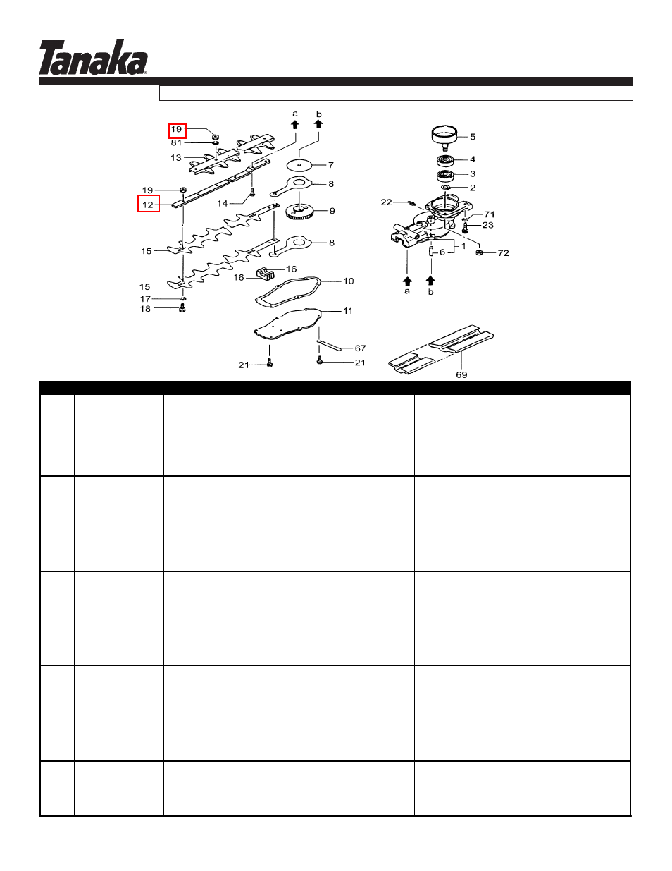 Gear case,handle, Tht-2120, Parts information | Tanaka THT-2120 User Manual | Page 9 / 16