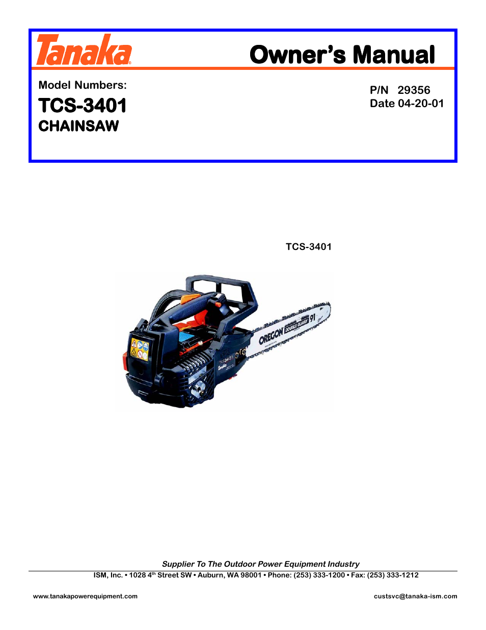 Tanaka TCS-3401 User Manual | 20 pages