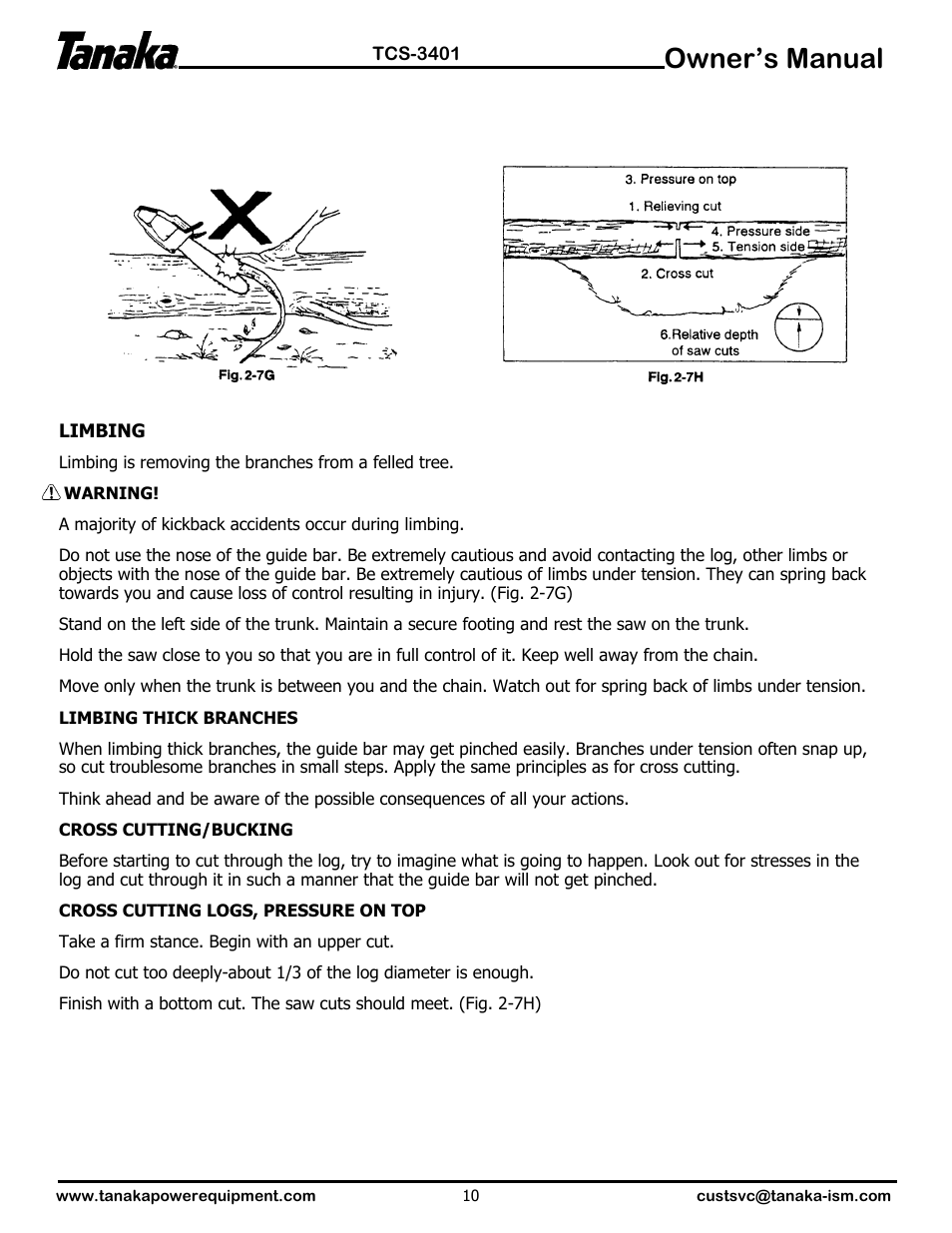 Owner’s manual | Tanaka TCS-3401 User Manual | Page 11 / 20