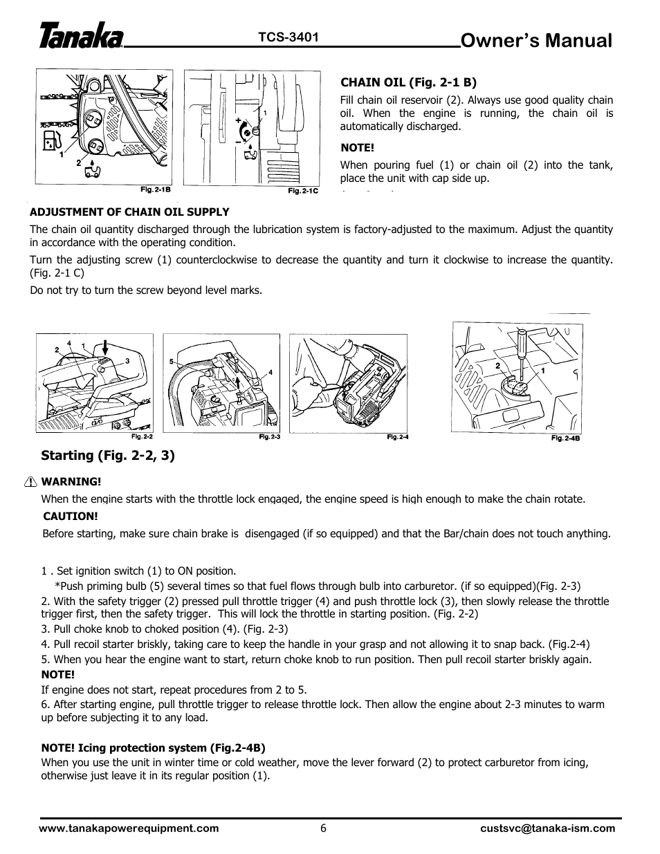 Owner’s manual | Tanaka TCS-3401 User Manual | Page 7 / 20
