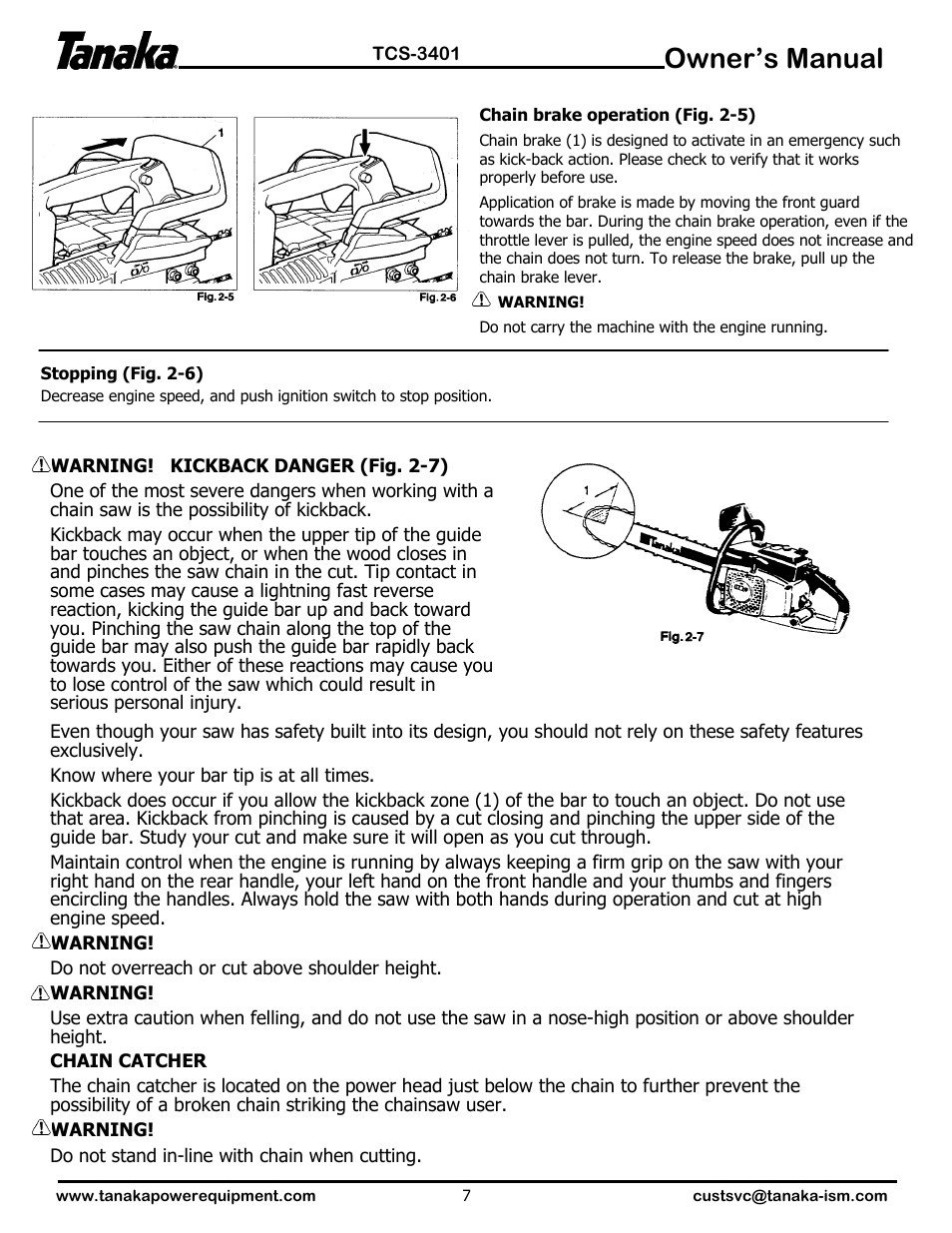Owner’s manual | Tanaka TCS-3401 User Manual | Page 8 / 20