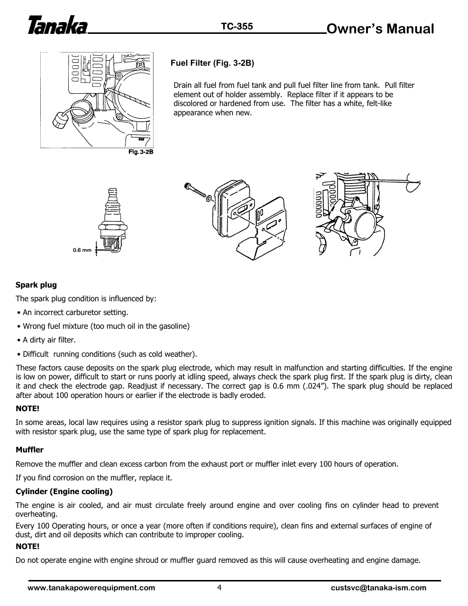 Owner’s manual | Tanaka TC-355 User Manual | Page 5 / 7