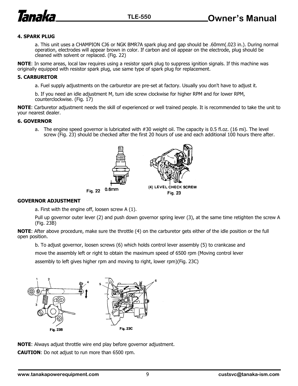 Owner’s manual | Tanaka TLE-550 User Manual | Page 10 / 14