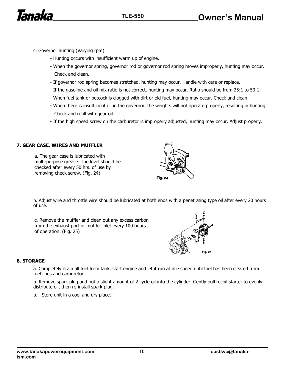 Owner’s manual | Tanaka TLE-550 User Manual | Page 11 / 14