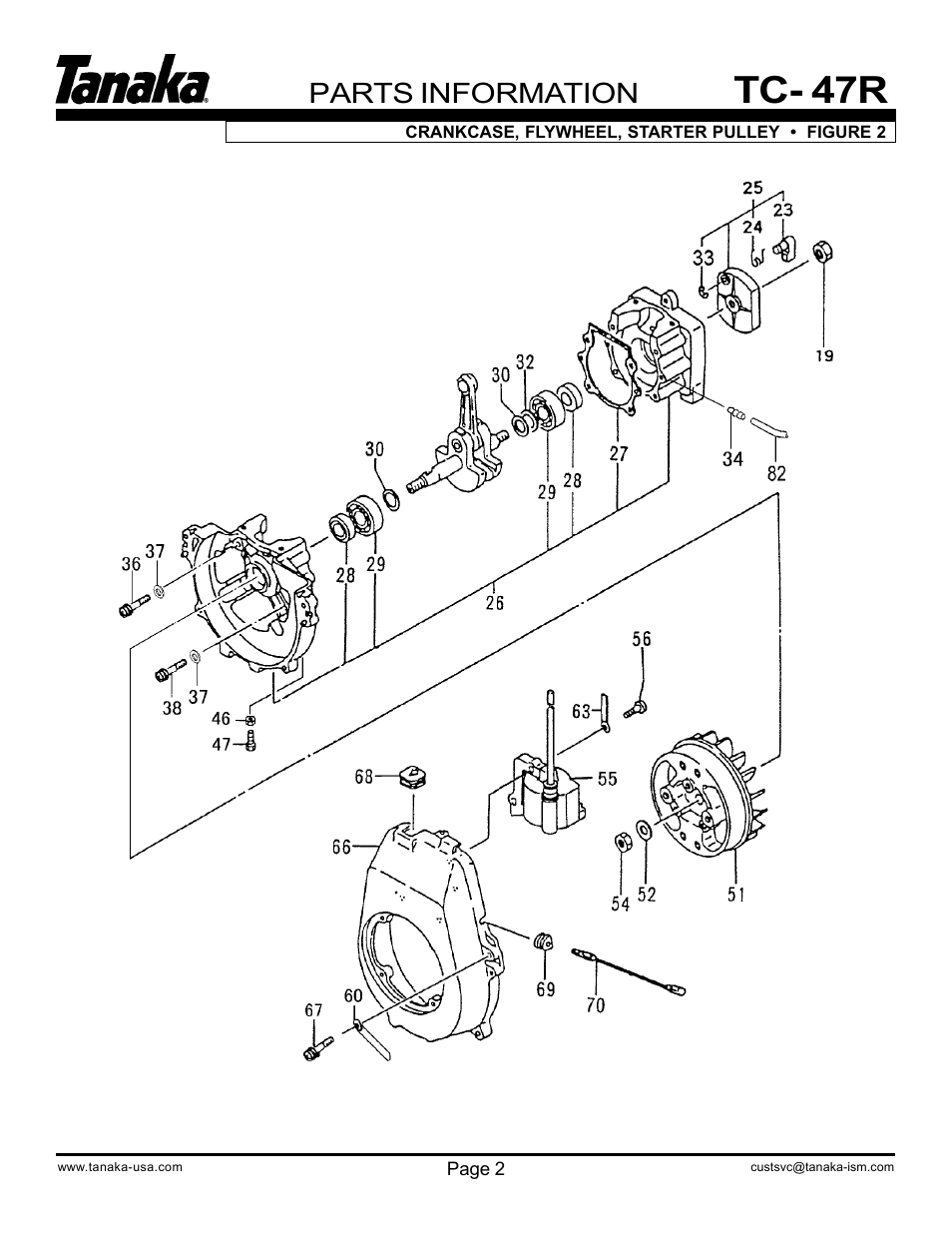 Crankcase, flywheel & ignition, Tc- 47r, Parts information | Tanaka TC-47R User Manual | Page 3 / 10