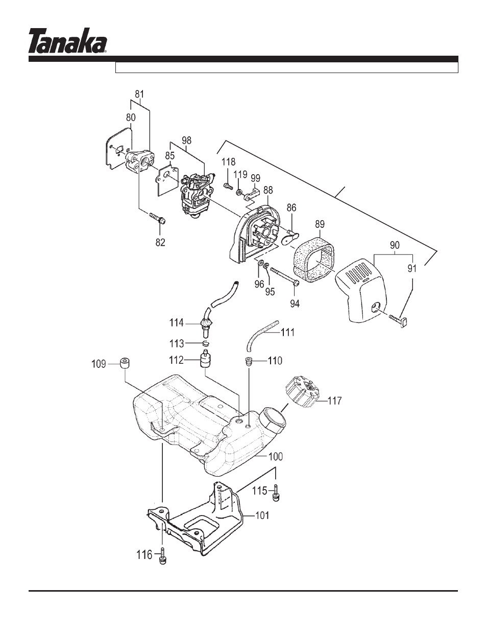 Fuel system, Parts information, Tbc-260pf/l | Tanaka TBC-260PF/L User Manual | Page 4 / 16