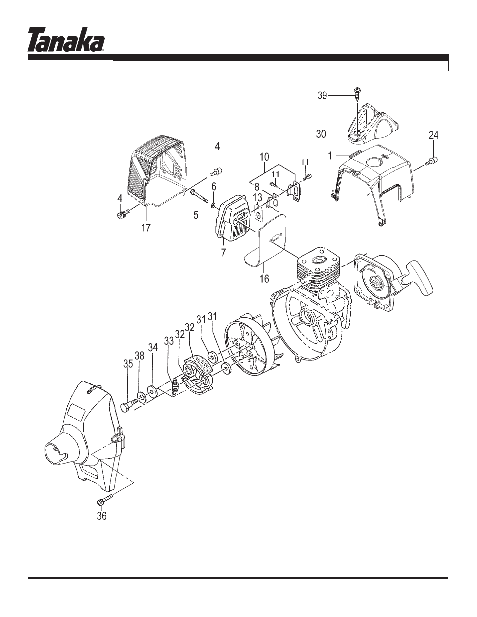 Muffler, clutch & cover, Parts information, Tbc-260pf/l | Tanaka TBC-260PF/L User Manual | Page 6 / 16