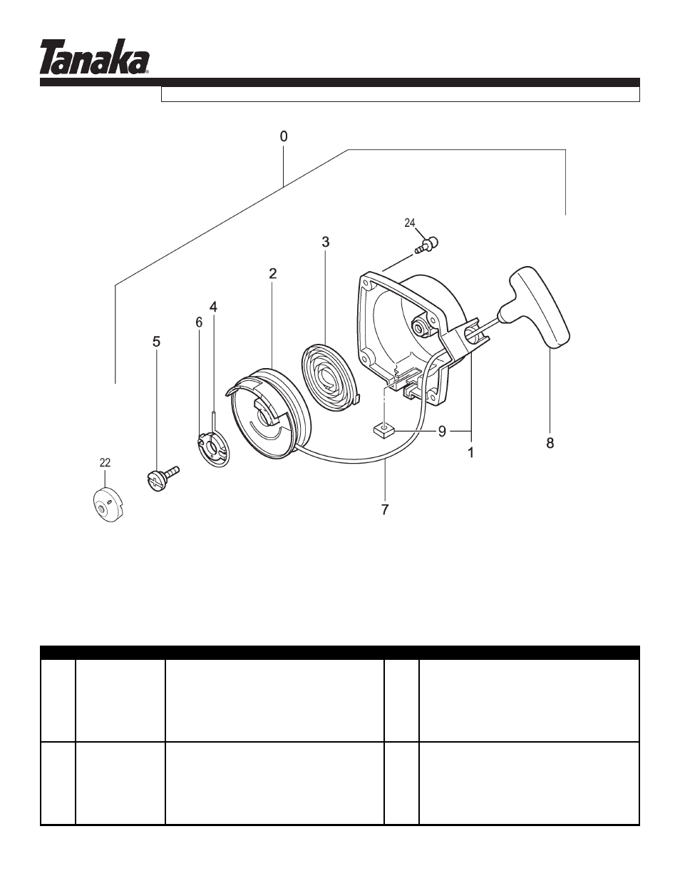 Starter, Parts information, Tbc-260pf/l | Tanaka TBC-260PF/L User Manual | Page 8 / 16