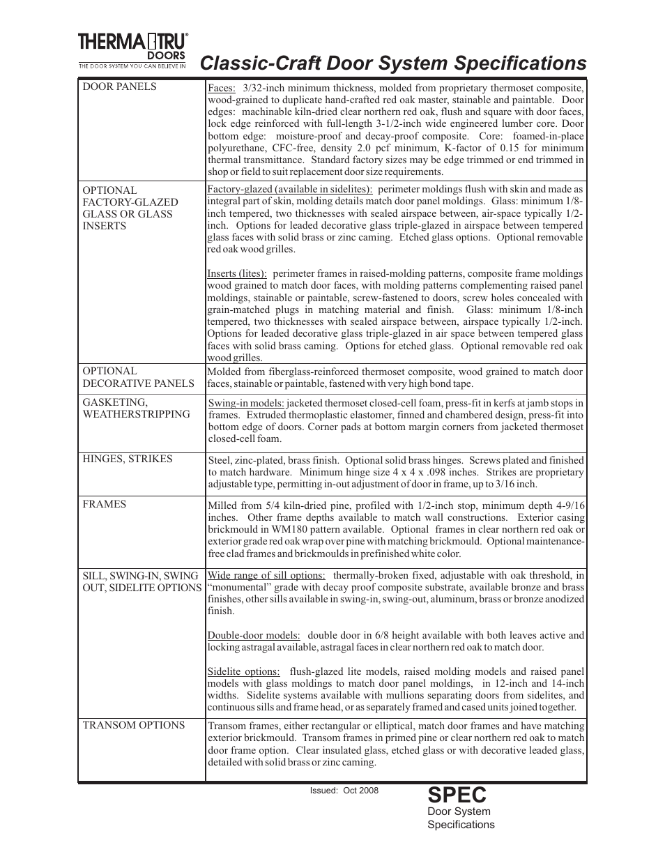 Therma-Tru Double-door User Manual | 5 pages