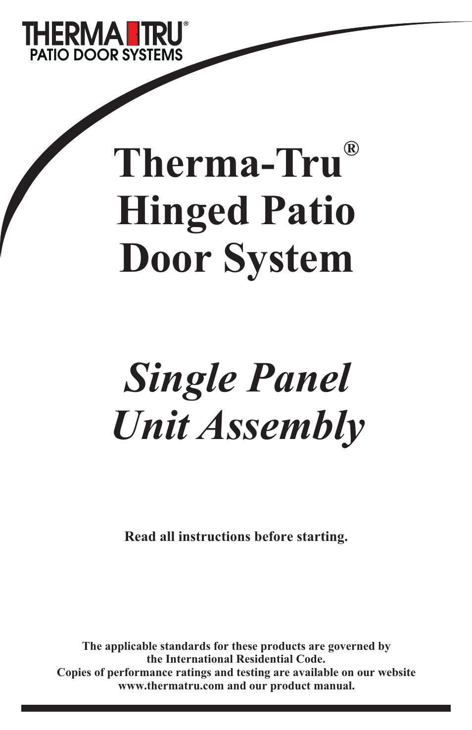 Therma-Tru Hinged Patio Door System Single Panel Assembly Unit User Manual | 16 pages