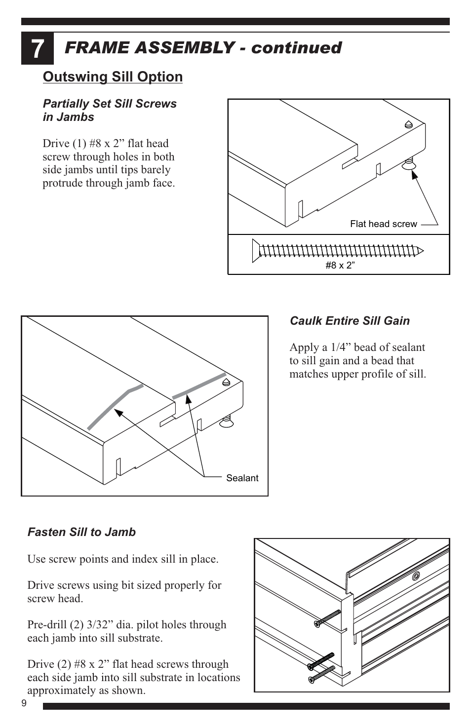 Frame assembly - continued | Therma-Tru Hinged Patio Door System Single Panel Assembly Unit User Manual | Page 10 / 16