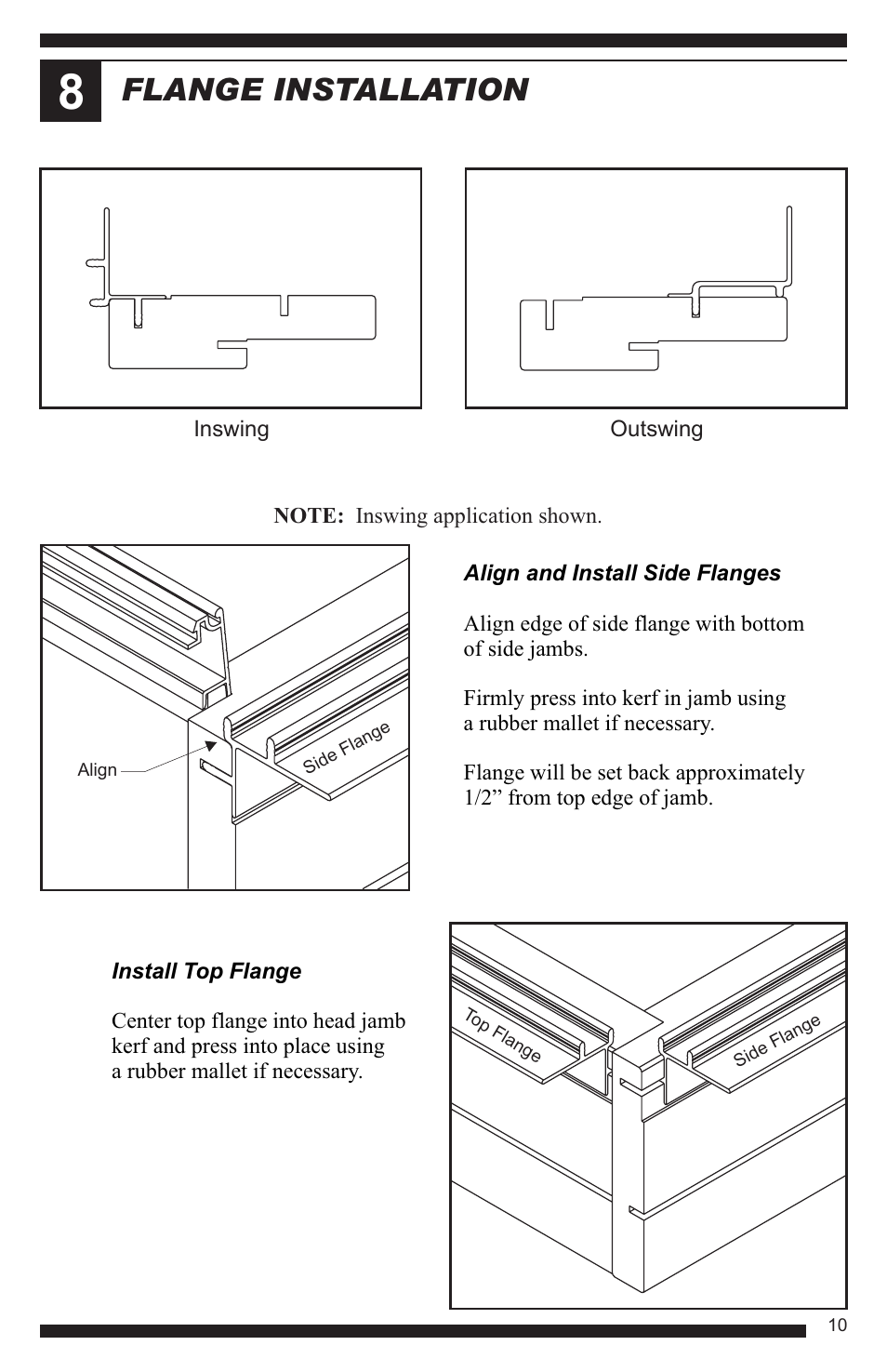 Flange installation | Therma-Tru Hinged Patio Door System Single Panel Assembly Unit User Manual | Page 11 / 16
